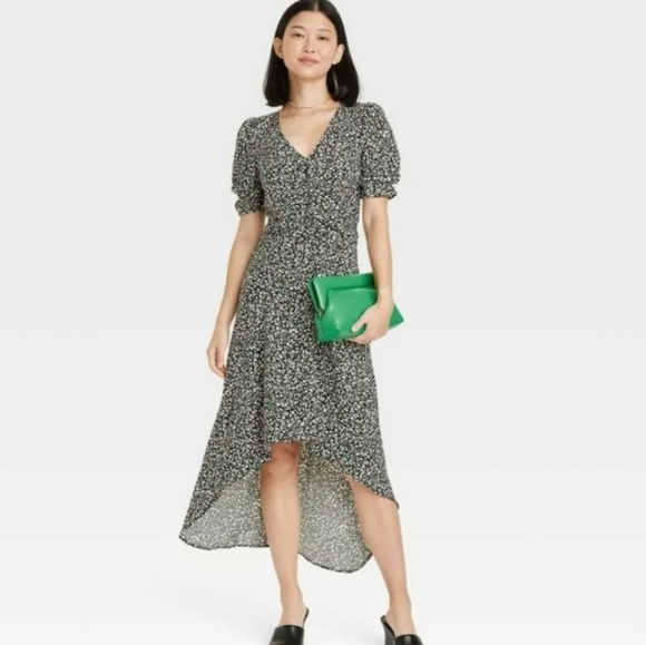 Women's Floral Print High Low Short Sleeve midi Dress A New Day - Picture 1 of 9